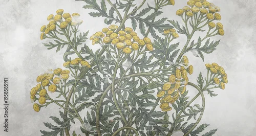 Fototapeta samoprzylepna Kwiaty wrotyczowe w skali makro - stonowana kolorystyka