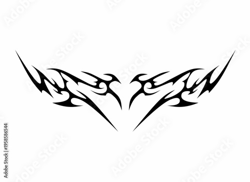 Abstract neo tribal cyber sigilism symmetrical shapes tattoo graphic design isolation in white background