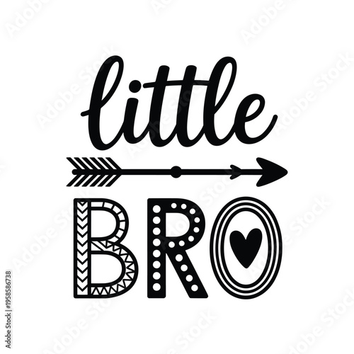 A decorative graphic featuring the words little bro with embellishments