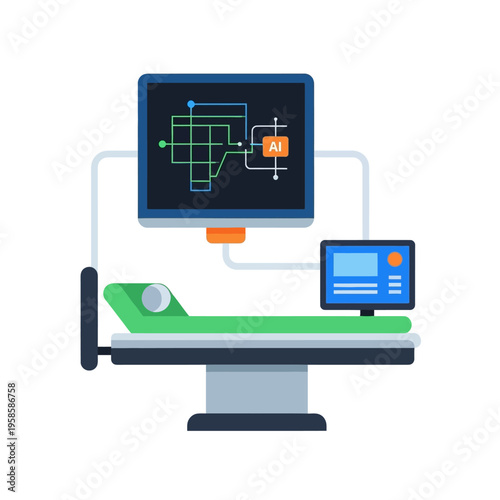Medical Examination Bed With Advanced Monitoring Equipment.