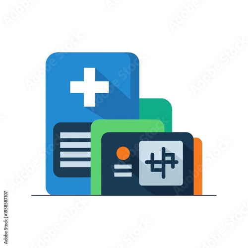 Medical Insurance Cards and Health Records Icon.