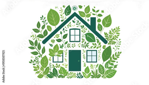 Eco Friendly House Surrounded by Green Foliage.
