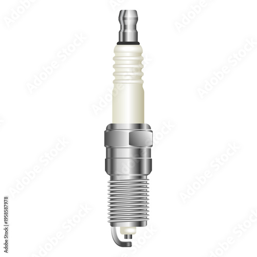 A racing spark plug. Car and motorcycle spare part. Editable vector graphic isolated on white background.