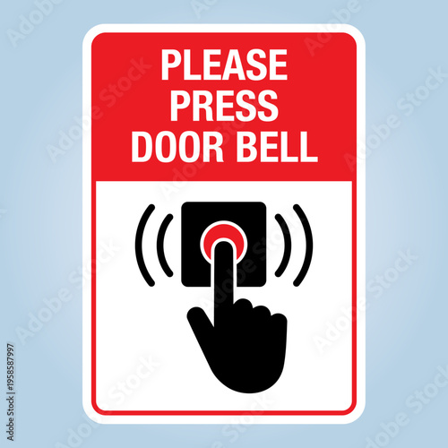 PLEASE PRESS DOOR BELL sign. Editable vector graphic illustration isolated.