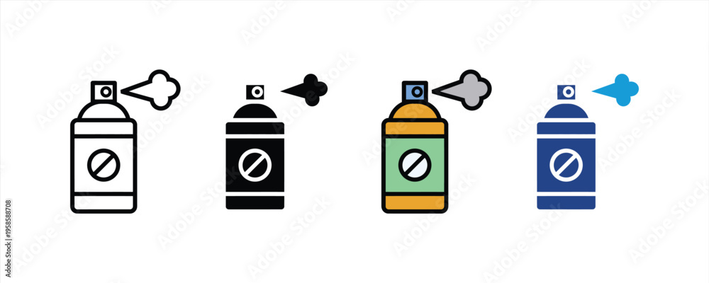 Εκτύπωση καμβά Insecticide spray can and pest control icon set