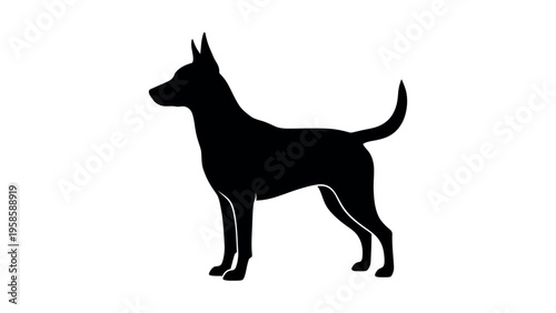 Black dog silhouette standing profile