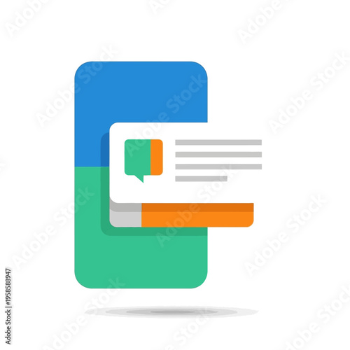 Mobile Phone Displaying Notification Message Icon and Text.