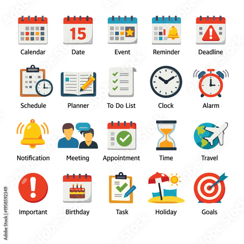 Calendar Icons With Date With Event With Reminder