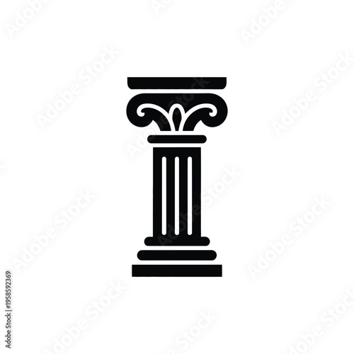Black and white of a column with scrollwork architecture ancient