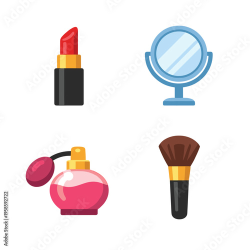 Cosmetics Icons Makeup With Lipstick With Mirror