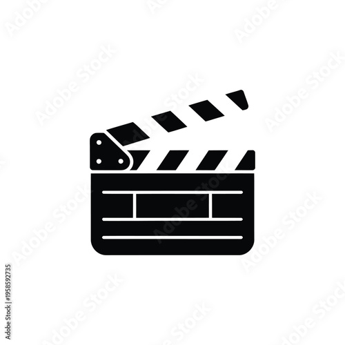 Black clapper board on white background black and white production