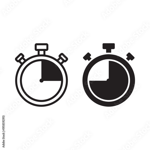 Two black and white stopwatch icons representing time and measurement