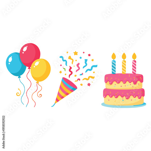 Birthday Celebration Cake Celebrating Victory With Confetti