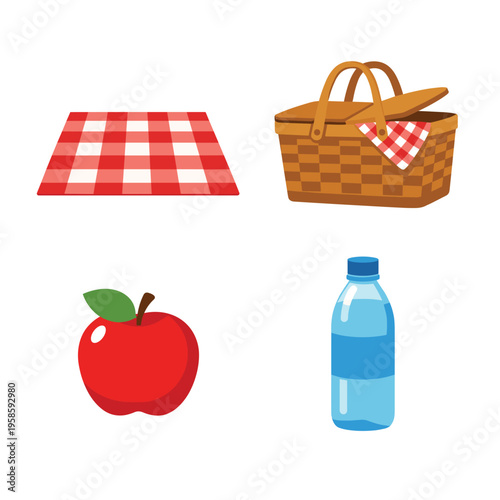 Picnic Essentials Picnic Items With Checkered Blanket