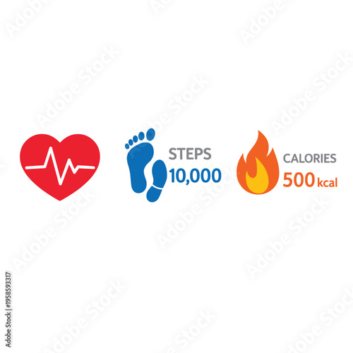 Health Metrics Steps And Calories With Heart