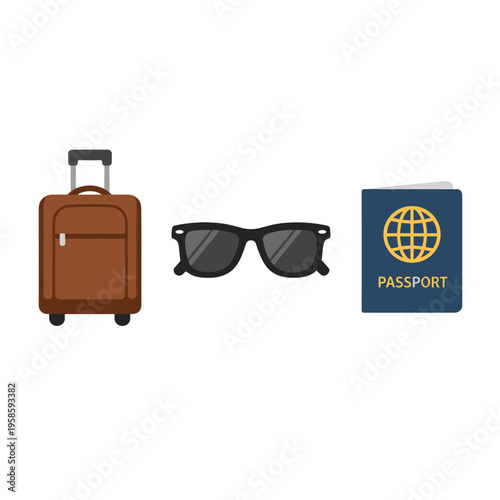 Travel Essentials Travel Items With Suitcase With Sunglasses