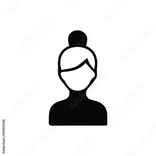 Black silhouette of a woman with her hair in a bun hair bun avatar