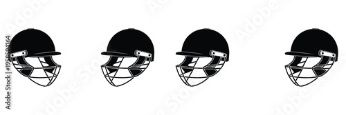 Cricket helmet isolated on white background, sports headwear safety equipment design, vector illustration for cricket gear, protective equipment