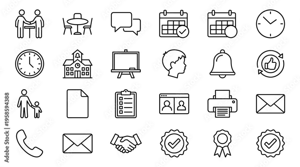Fototapeta premium Set of 25 Business and Office Line Icons Vector