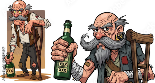 old man with drink cartoon Game Ste
