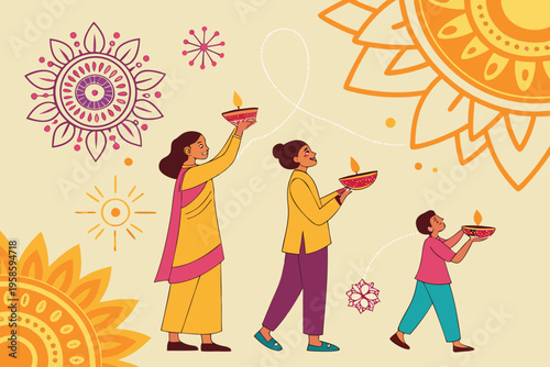 Indian Festival Celebration Vector Illustration.