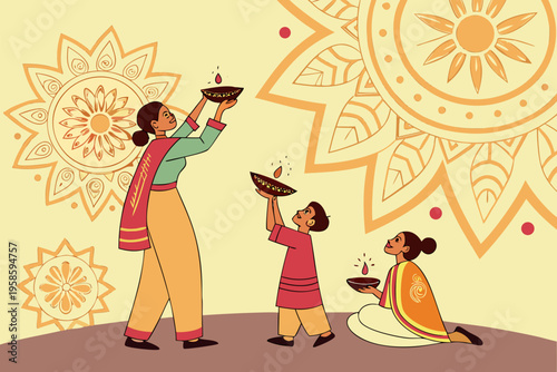 Indian Festival Celebration Vector Illustration.