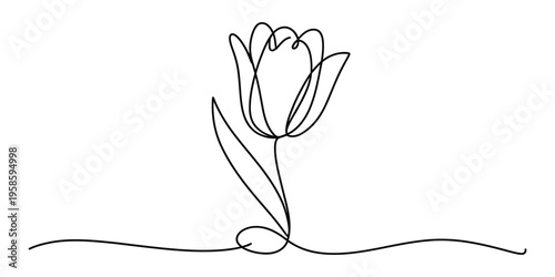 Continuous One Line Drawing of Woman Sitting with Laptop Vector, illustration