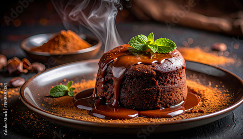 Chocolate Cake Covered with Flowing Chocolate Glaze