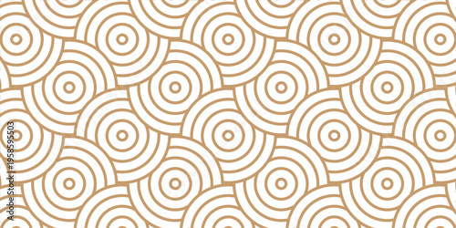 Seamless ornament overlap fabric brown pattern circles line fabric curl transparent design. minimal overlapping waves pattern paper waves white geometric retro background.