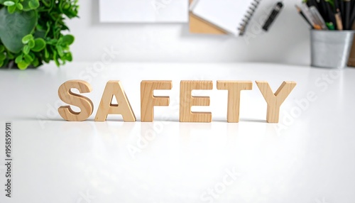 Wooden Blocks Spelling Safety with Plant