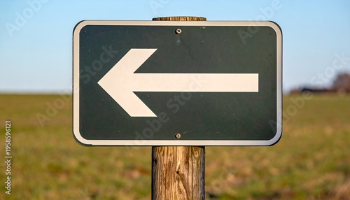 Road Sign with Left Arrow in Countryside