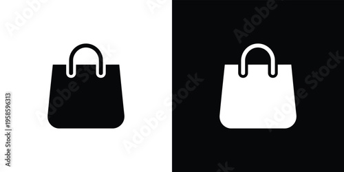 Black and white handbag on split background purse symbol