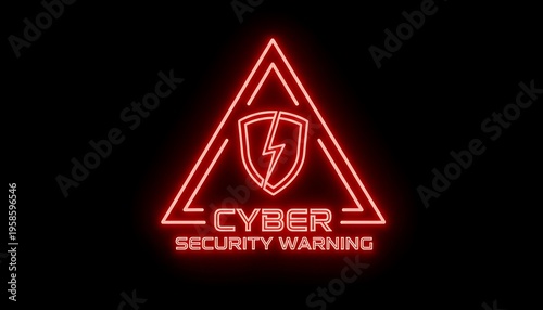 Cyber Security Warning sign on black background
