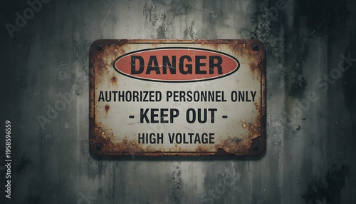 Danger keep out old sign board 