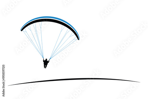 Paraglider Silhouette Flying Illustration, extreme sport concept with copy space