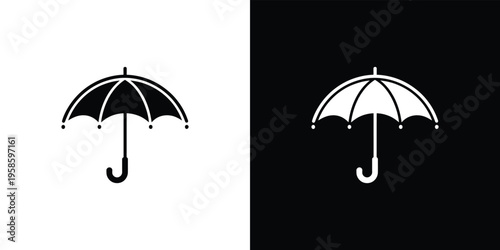 Black and white umbrella on split background symbol weather