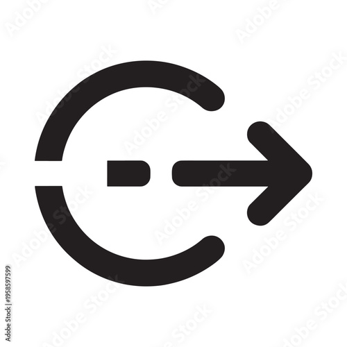 Black circular arrow combined with a right pointing arrow icon