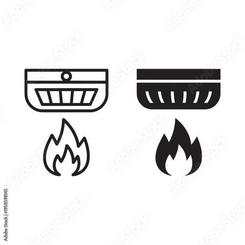 Fire alarm and fire icons a safety and hazard illustration