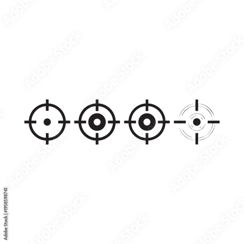 Four black target icons with varying designs displayed in a horizontal row