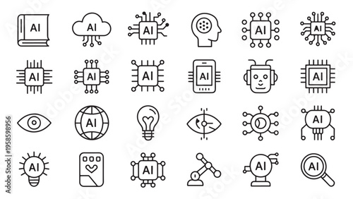 Artificial intelligence and technology icons