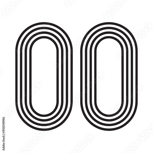 Two concentric oval shapes in black and white a minimalist design