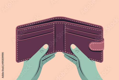 Empty Wallet in Hands, financial crisis concept