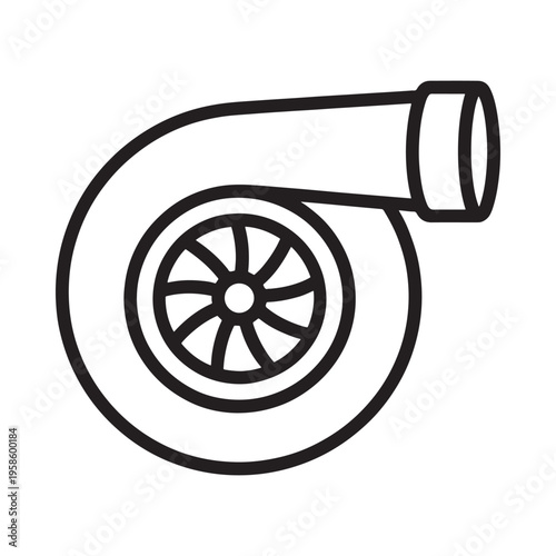 Linear illustration of a turbocharger a forced induction component