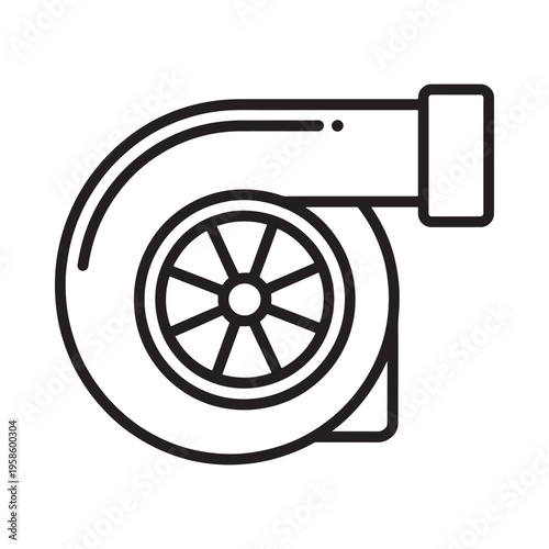 Simple line drawing of a turbocharger a key engine component
