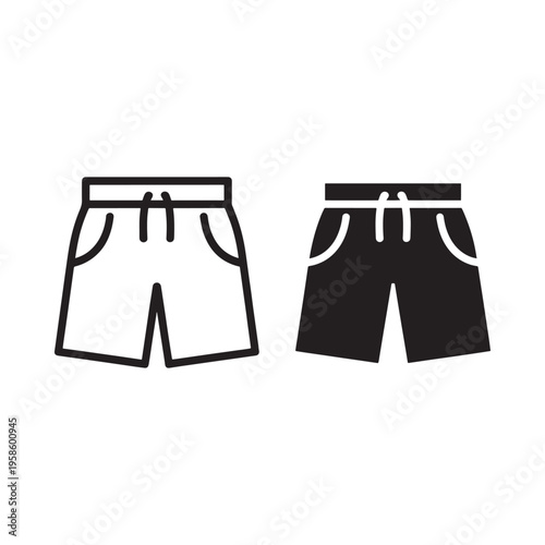 Simple illustration of two pairs of shorts in contrasting colors