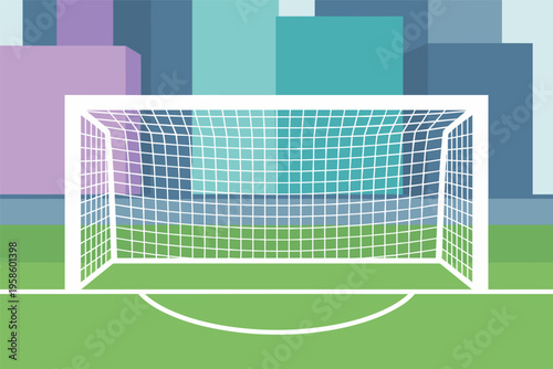Soccer Goal on Green Field, football sport concept