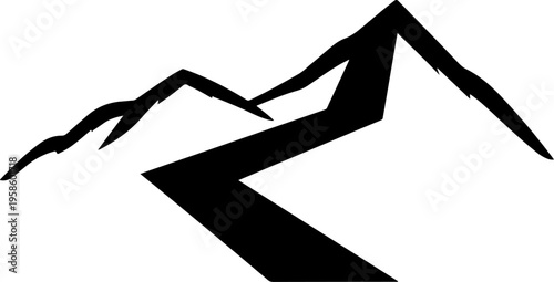 Black mountain range icon vector