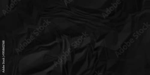 Crumple crushed black paper obsolete rumple craft design. wrinkle ripped creased crumple aged closeup recycled document grunge paper background.