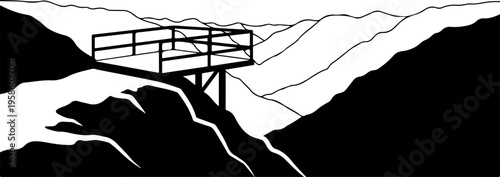 Vector mountain observation deck illustration