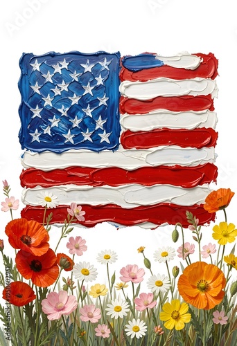 american flag on white background